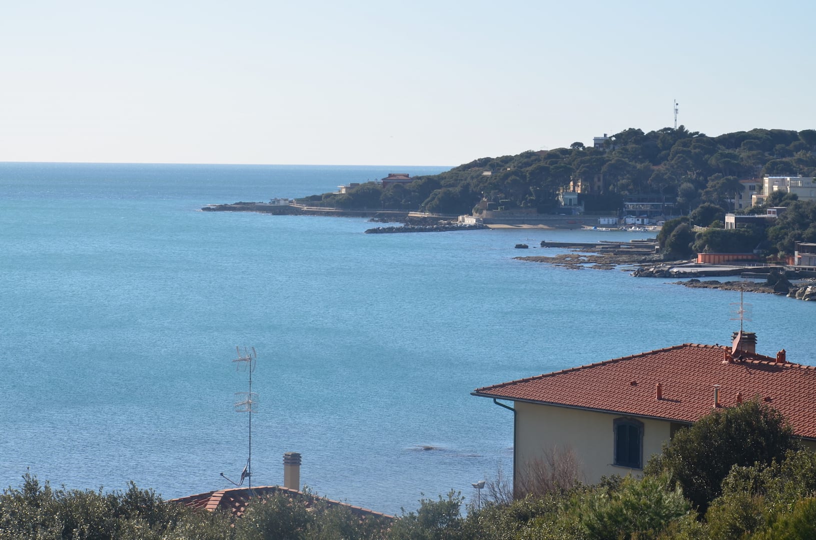 Blue sea view from the apartment balcony